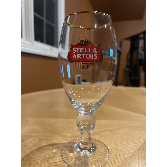 Stella Artois Belgium Gold Rim Large Beer Glass Chalice 40 Cl Good Condition - Picture 1 of 4